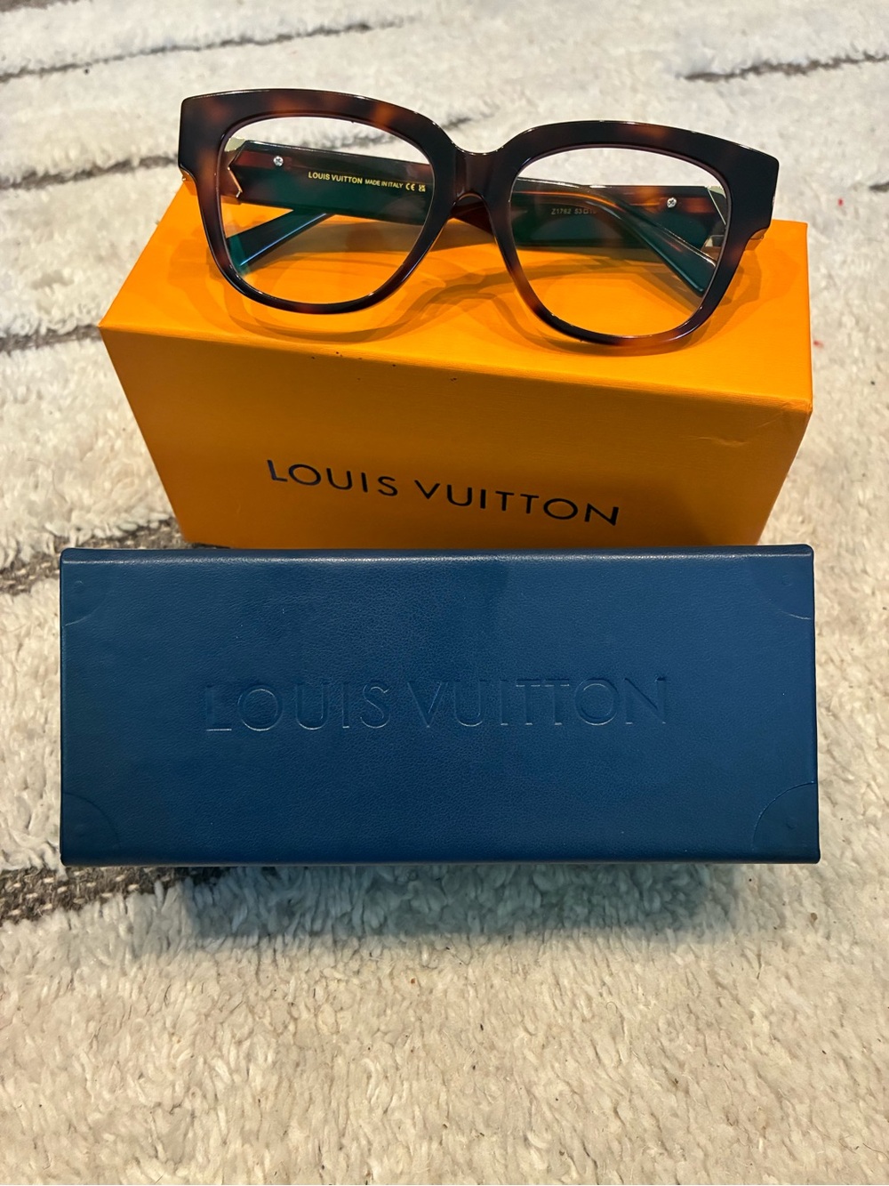 Louis Vuitton Brown Tortoiseshell Square Eyeglass Frames